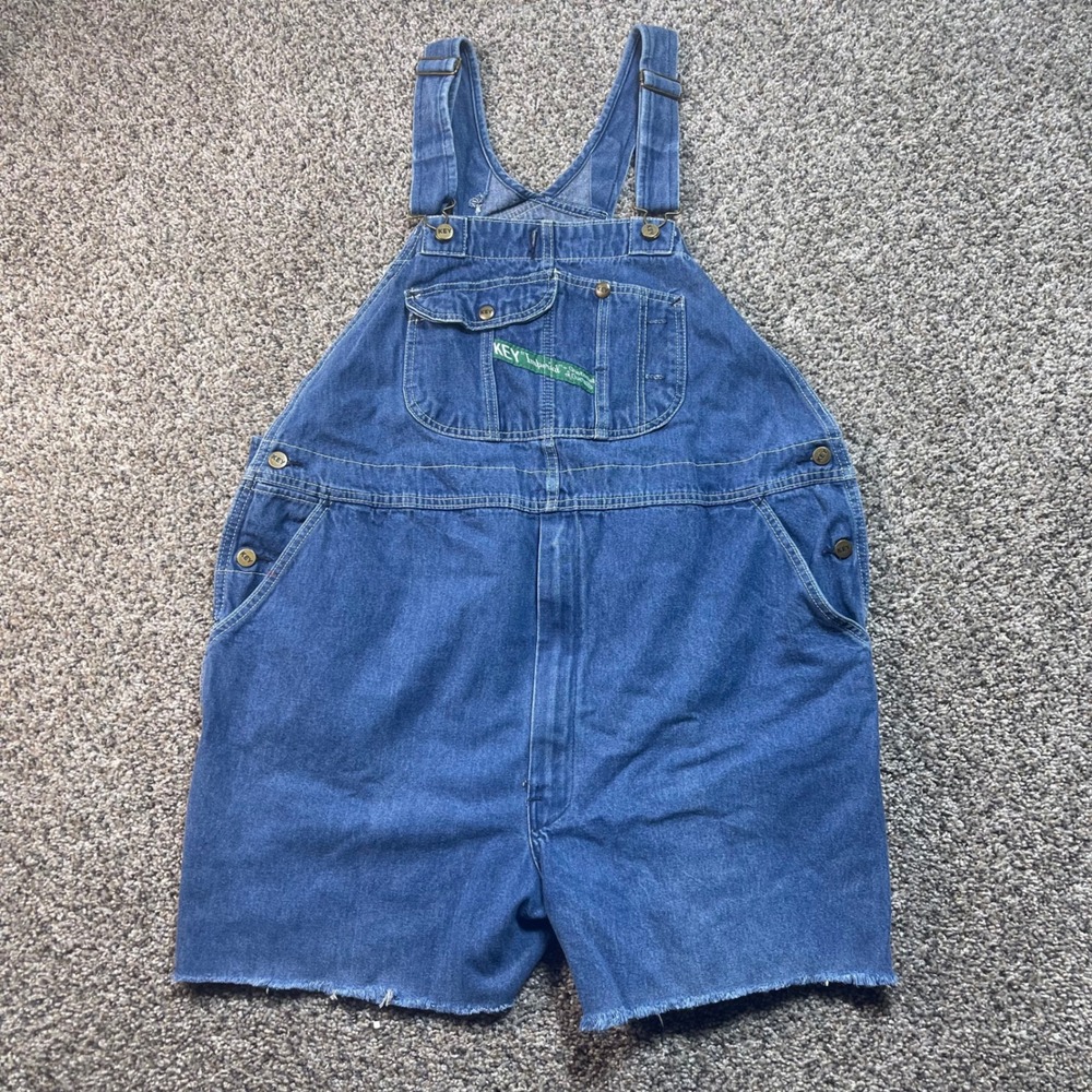 Vintage‎ Key Women's W46 Overalls Bib Shorts Apparel Denim Short Cotton